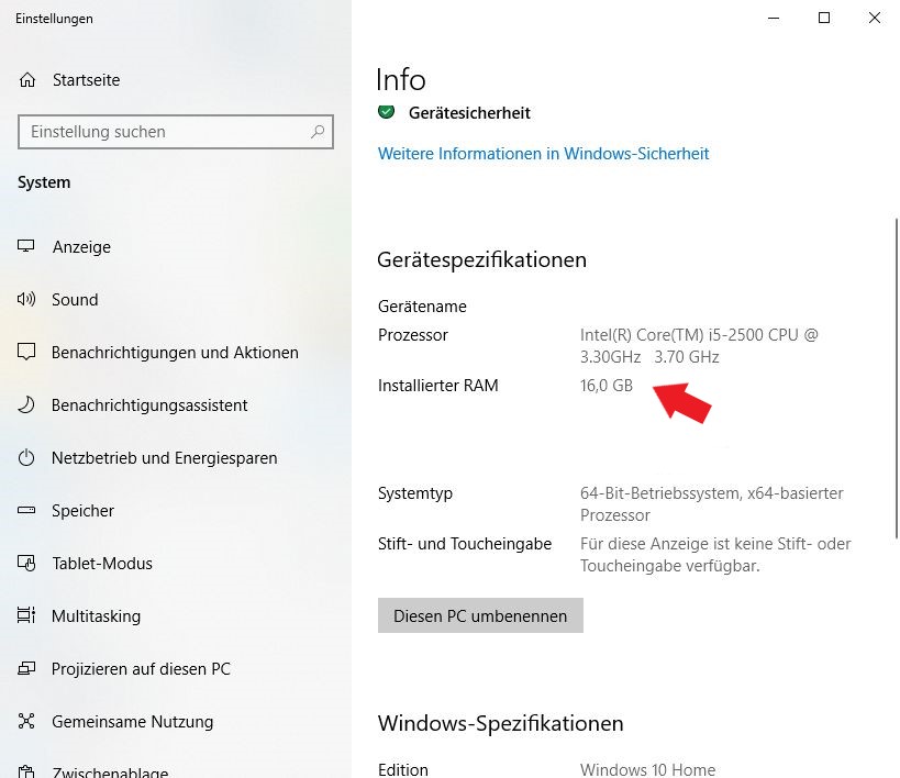 Windows 10: Wie viel RAM hat mein PC, ganz einfach auslesen