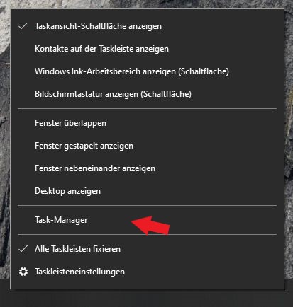 Windows 10: Task-Manager ganz einfach öffnen mit dem Kontextmenü