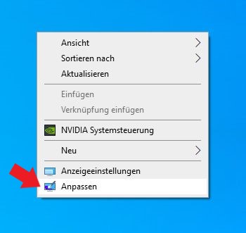 Windows 10: Klickt einfach auf den Punkt Anpassen, nachdem ihr einen Rechtsklick auf den Desktop gemacht habt.