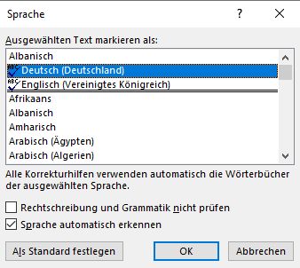 Microsoft Word: Wählt einfach die Sprachen aus, welche ihr braucht.