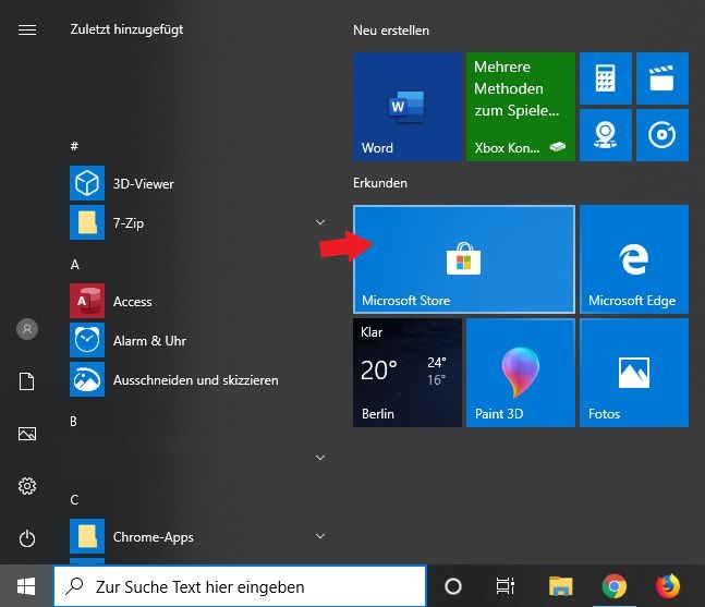 Windows 10: Öffnet den Windows 10 Store