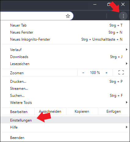 Google Chrome: Einstellungen öffnen