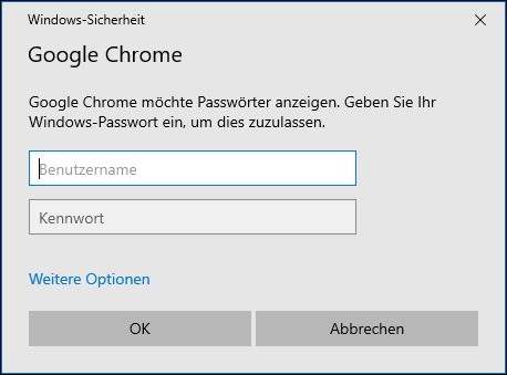 Google Chrome Windows Passwort eingeben