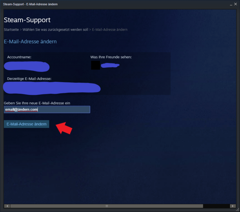 Steam EMail Adresse ändern