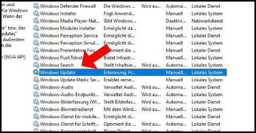 Windows Dienste Update Fehler 0x80070422