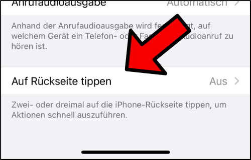 iOS iPhone auf Rückseite Tippen Screenshot