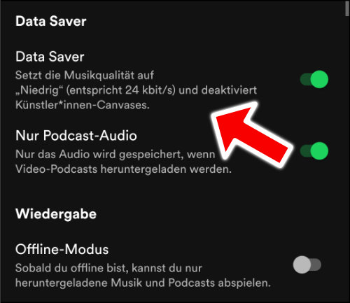Spotify Datenvolumen Datenverbrauch Offline Musik