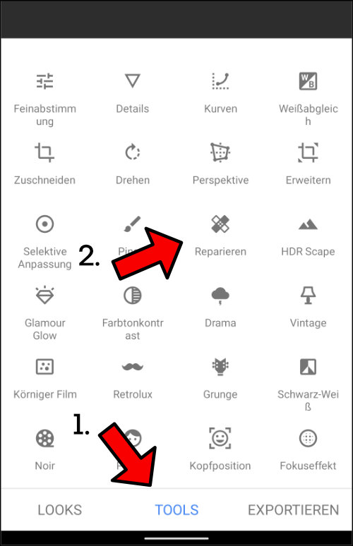 Snapseed Reparieren Fleck entfernen von Bild