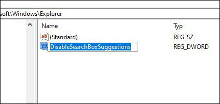 Windows 10 SearchBox suggestions regedit