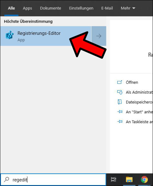 Windows 10 Registrierungs-Editor regedit öffnen
