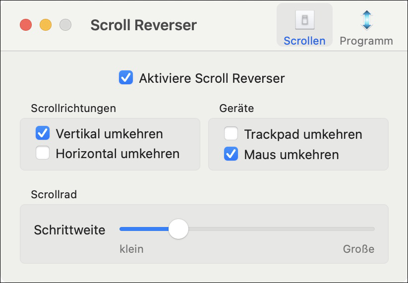 Mac Scrollen anpassen